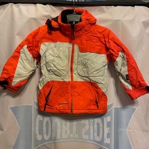 Obermeyer ski/snowboard jacket, fleece liner, and 2 matching hats.